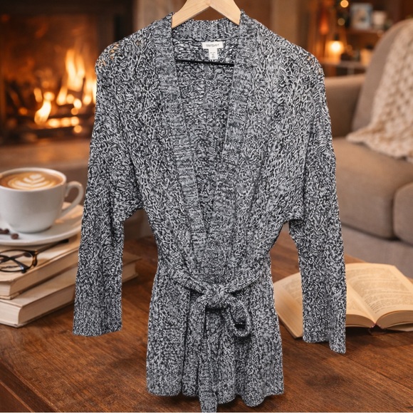 Westport Sweaters - Westport Blue and White Open Knit Cardigan